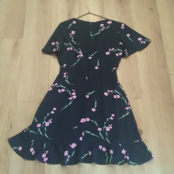 Portman's black flowery dress with ruffle size 8 - Picture 2 of 8